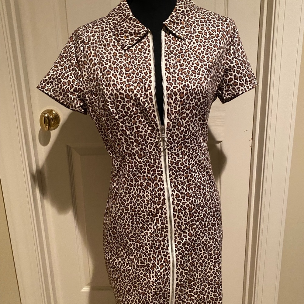 Cheetah print zip up dress